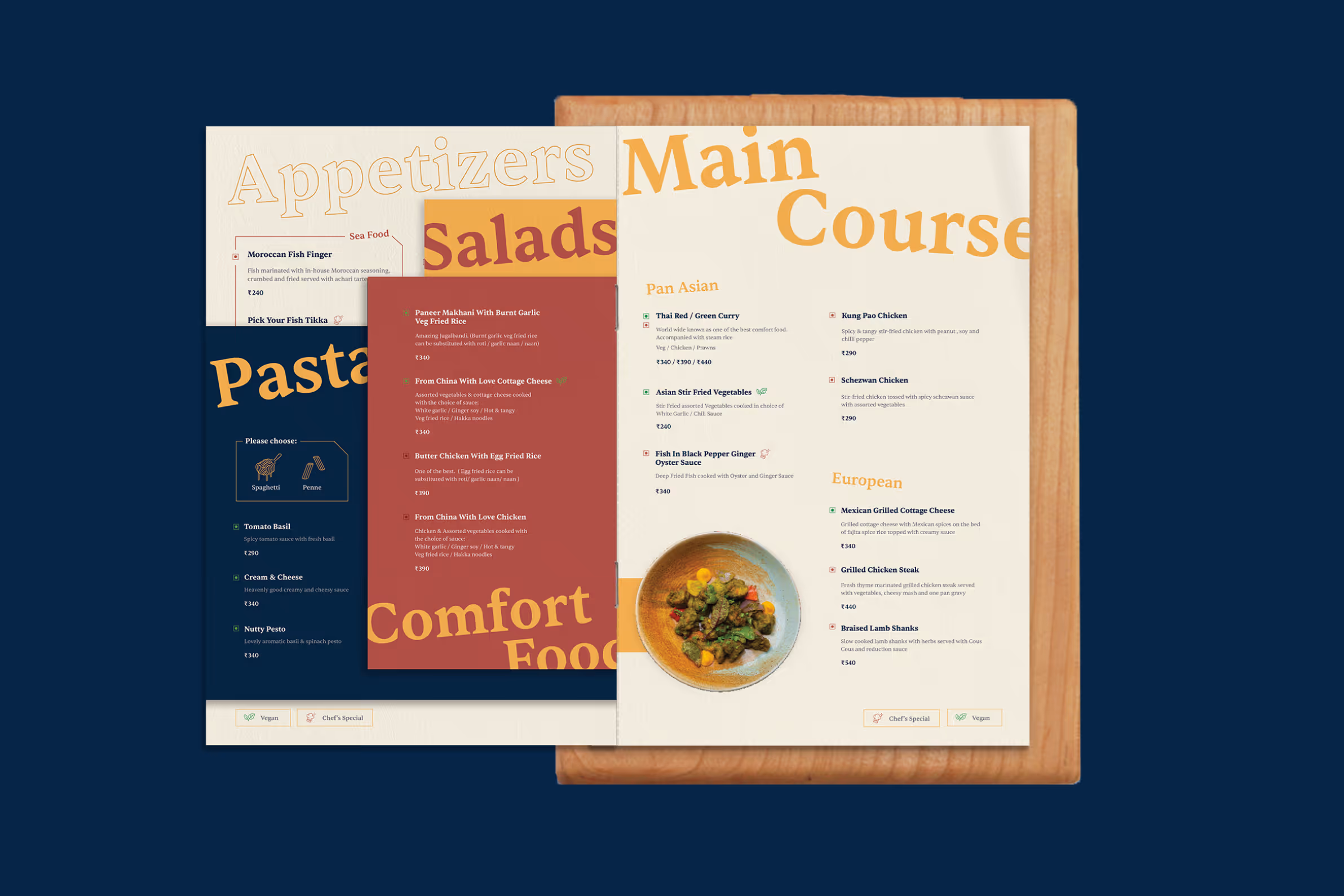 float food menu opened inside