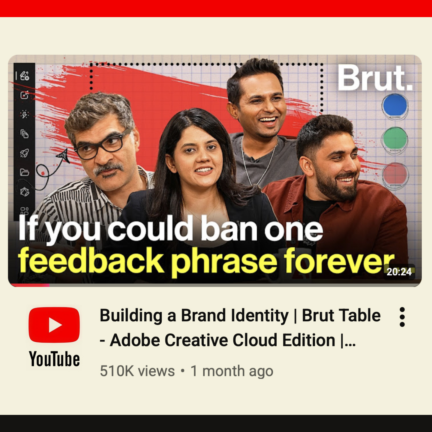 Studio Sorted co-founder Abhishek Durani joined Rajesh Dahiya (Codesign), Saptarshi Prakash (Swiggy), and Meroo Seth (Mechi Co.) in a discussion hosted by Brut India and Adobe Creative Cloud on how brands build strong identities, the role of visual communication, and advice for young designers entering the branding industry.
