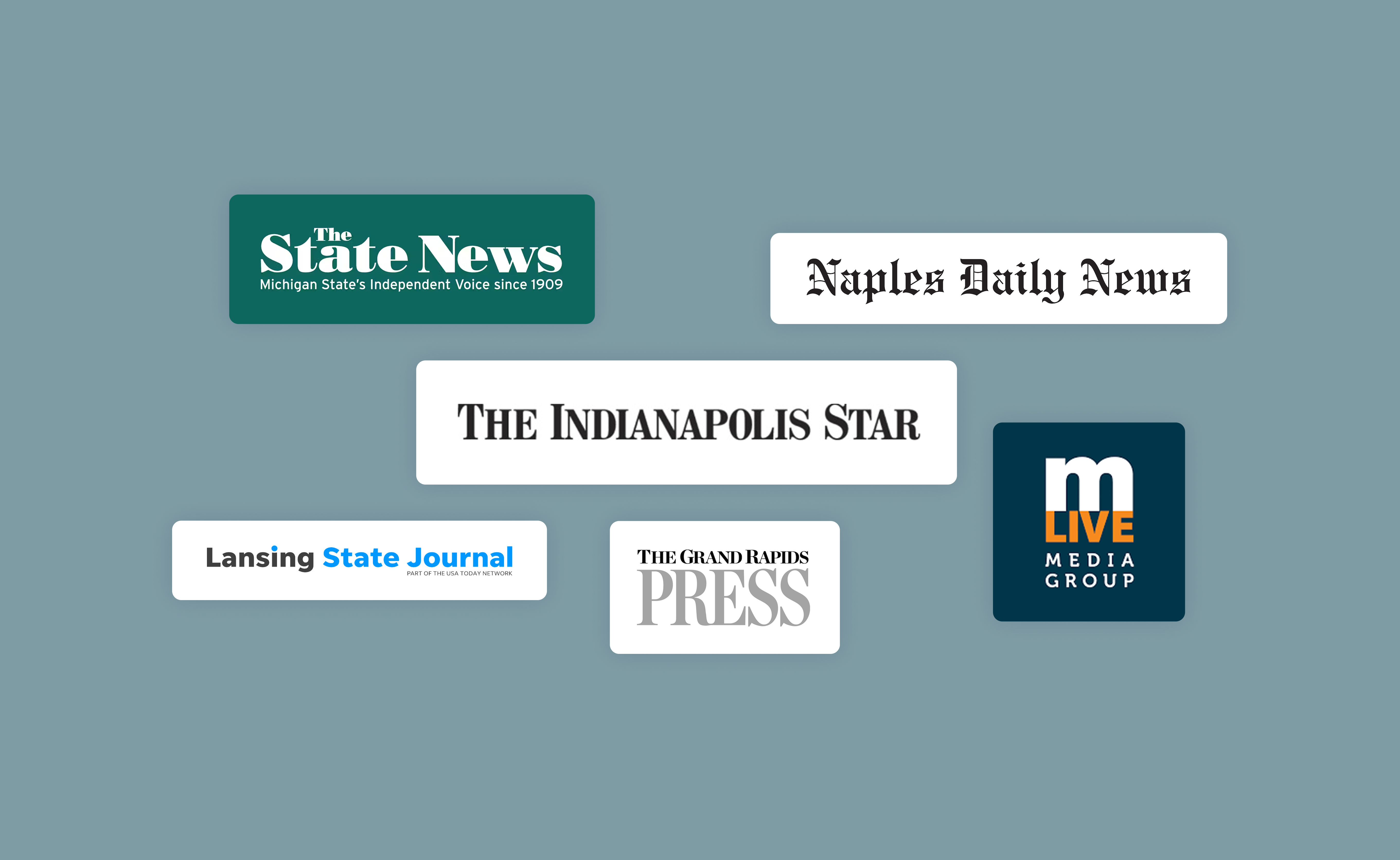 Names of news organizations: The State News Michigan State's Independent Voice since 1909, Naples Daily News, The Indianapolis Star, MLive Media Group, Lansing State Journal, The Grand Rapids Press.