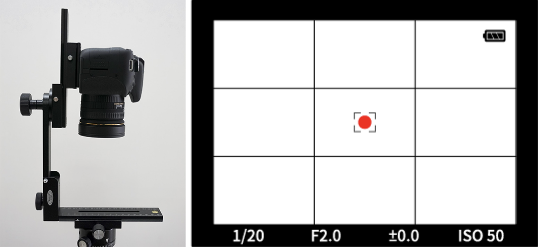 1. First mount the ball head, rotator, panoramic head and camera with a fisheye lens.