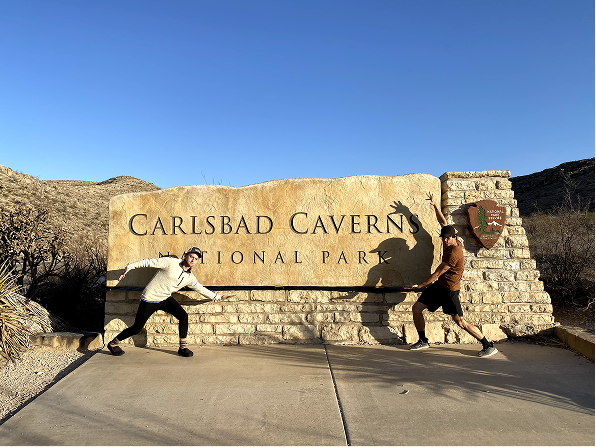 Rylan and John at the Carlsbad Caverns sign