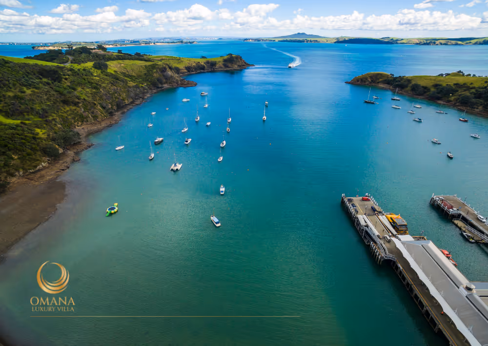 An aerial view from Waiheke's ferry