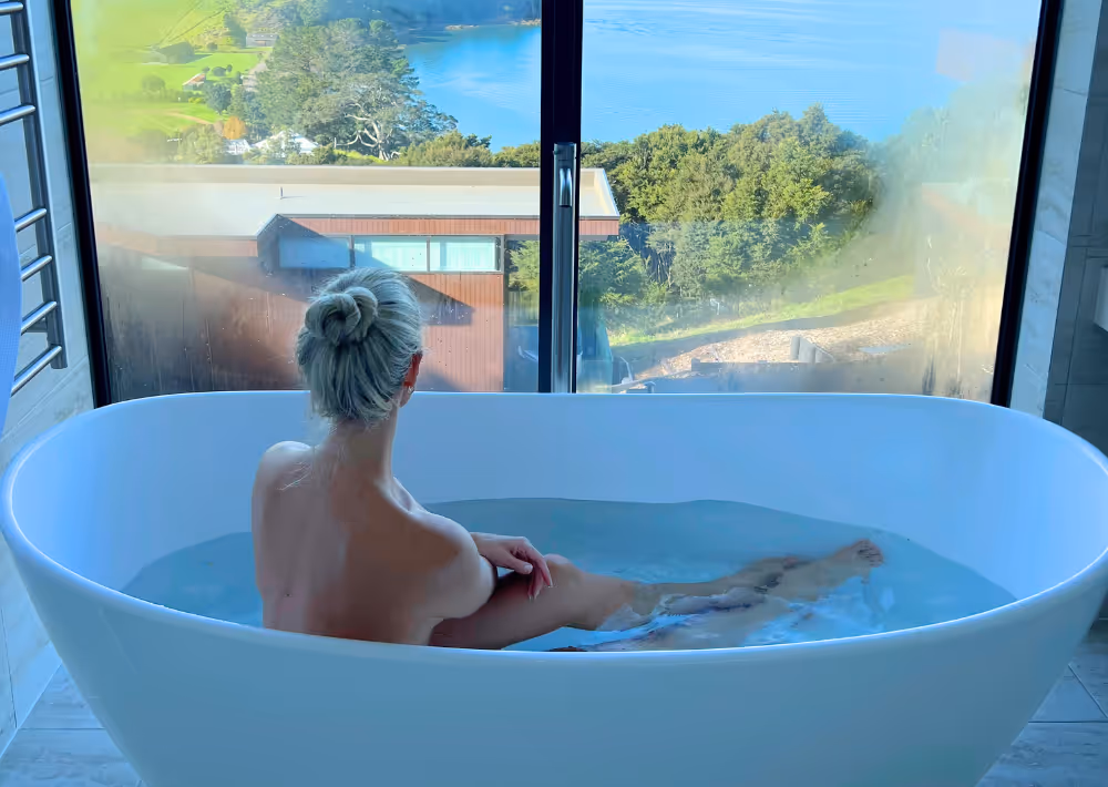 A warm bath with stunning ocean view