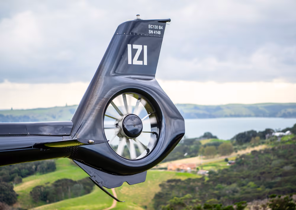 The helicopter flight from Auckland to Waiheke takes only 12 minutes