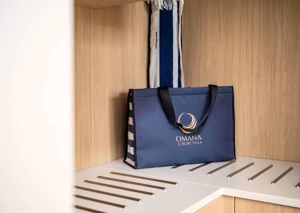 Omana boutique hotel offers a beach bag to guests