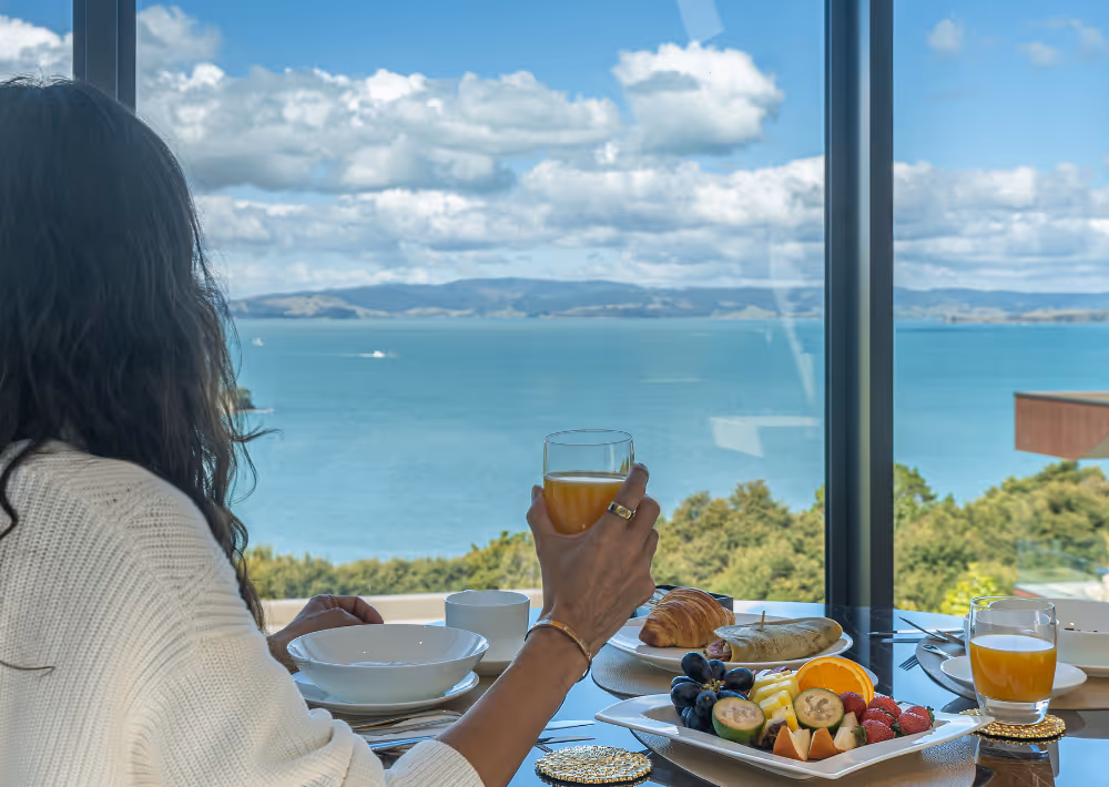 A tasty breakfast with an ocean view