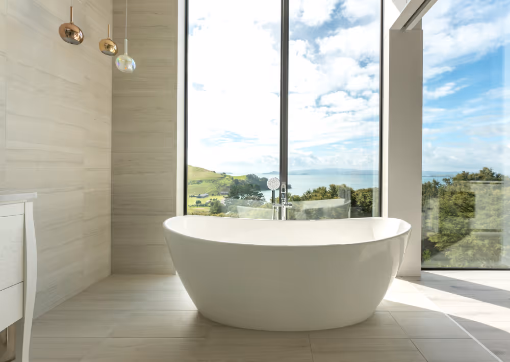 Stunning oversized bathtub with an ocean view