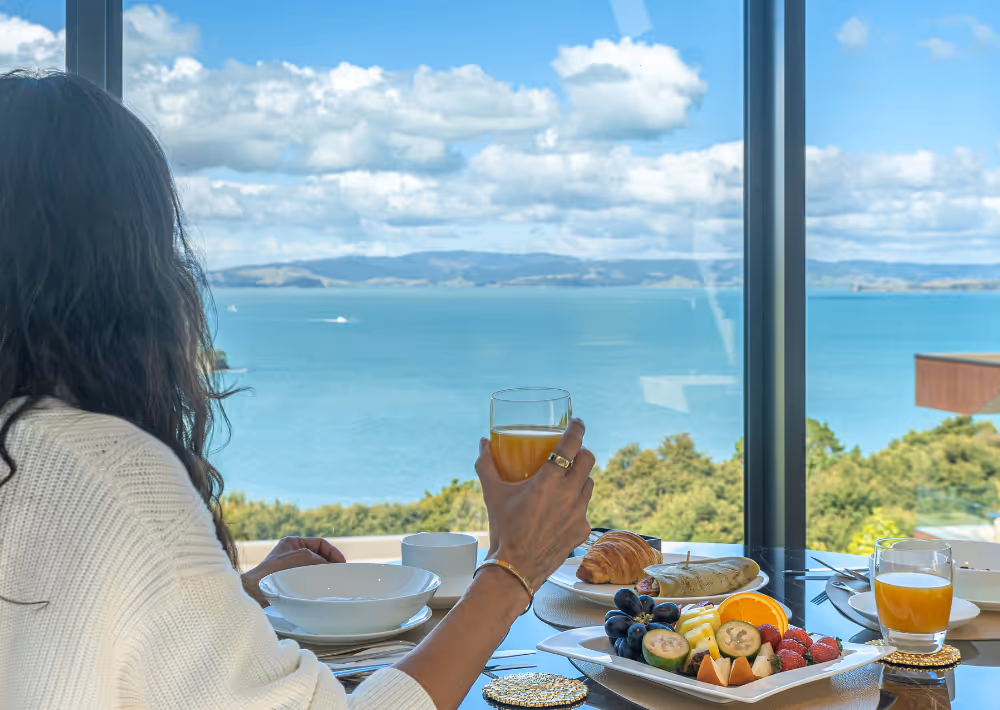 A delicious breakfast with an ocean view