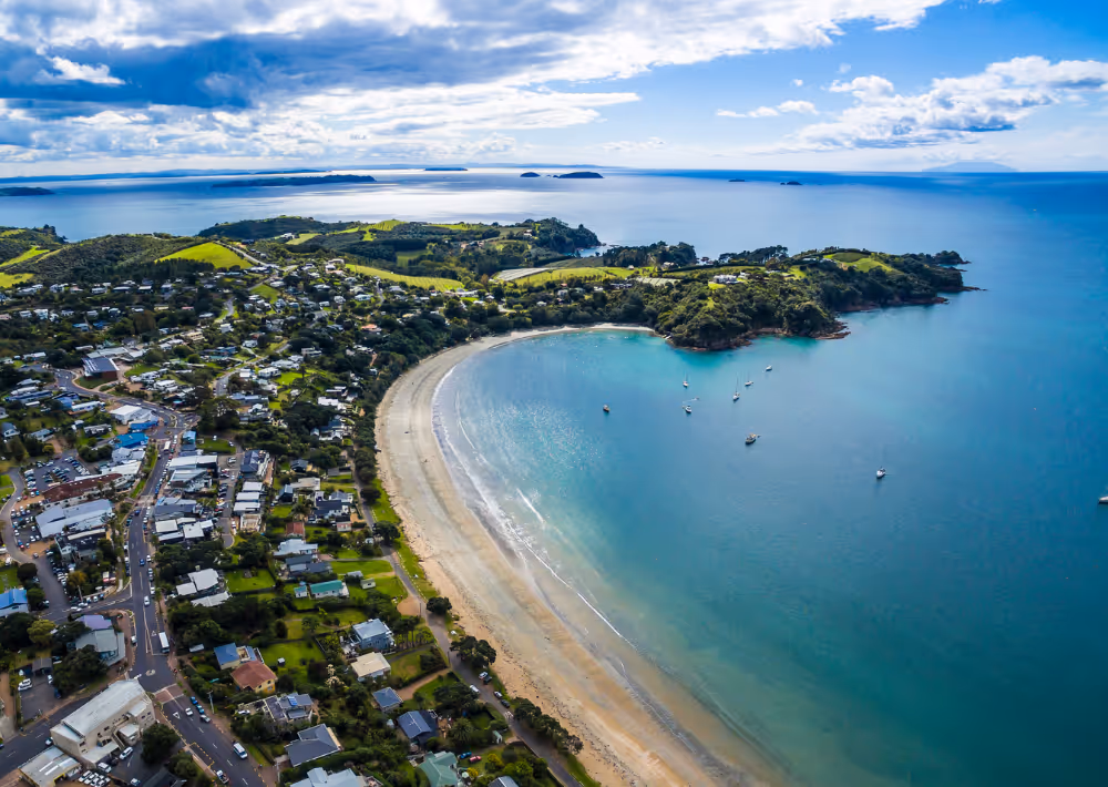 An aerial view of Waiheke Island