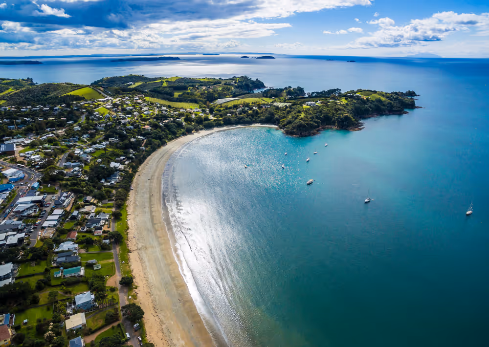 An aerial view of Waiheke Island