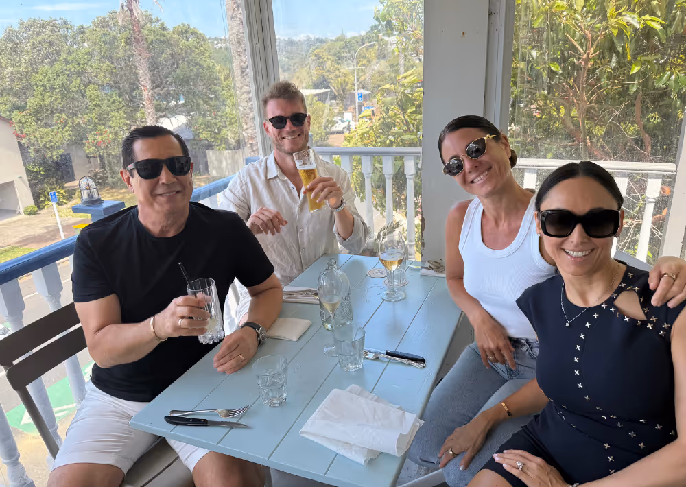 Omana's founders and friends at The Oyster Inn