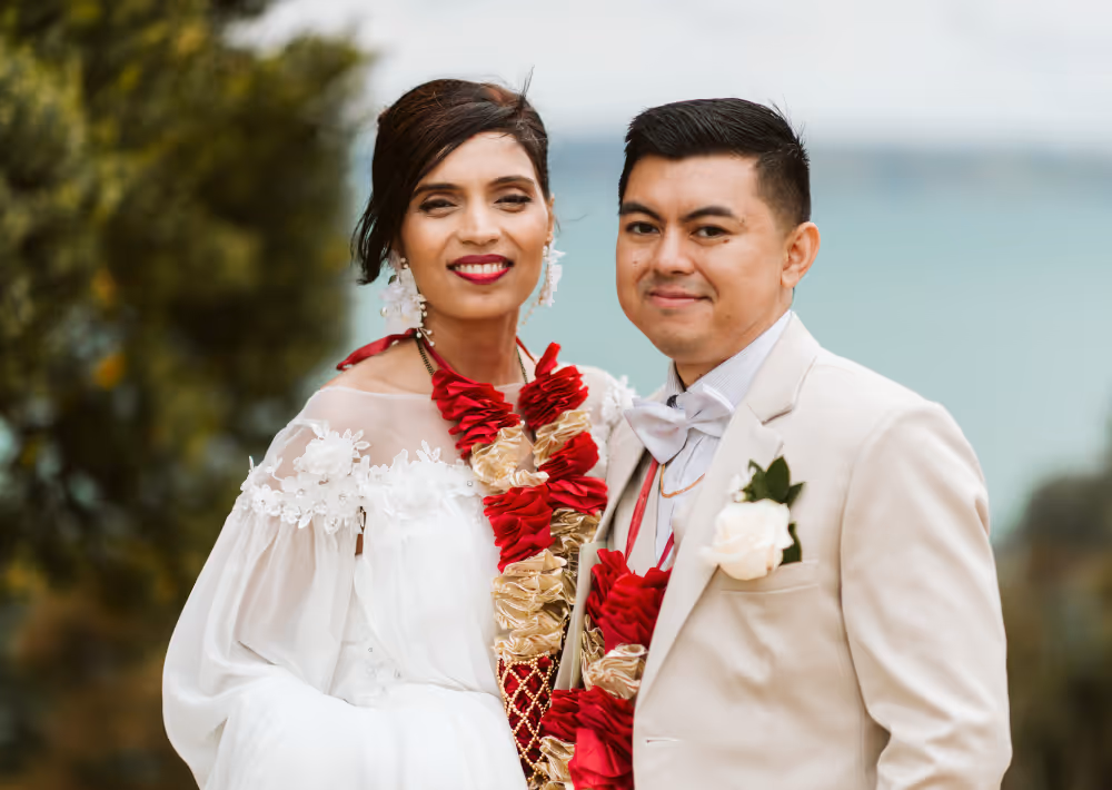A couple who had an intimate wedding at Omana