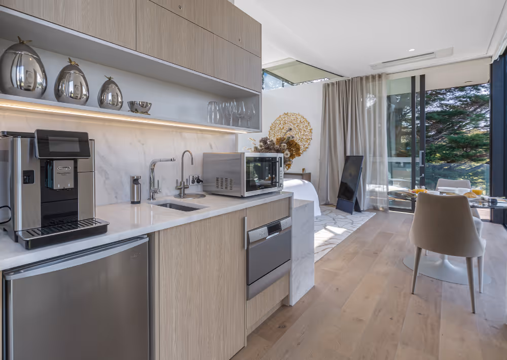 Omana villas offer a private kitchenette
