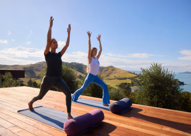 Yoga sessions for guests at Omana, Waiheke Island