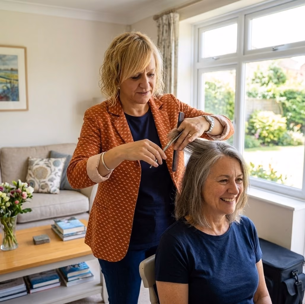 Alison cutting log hair