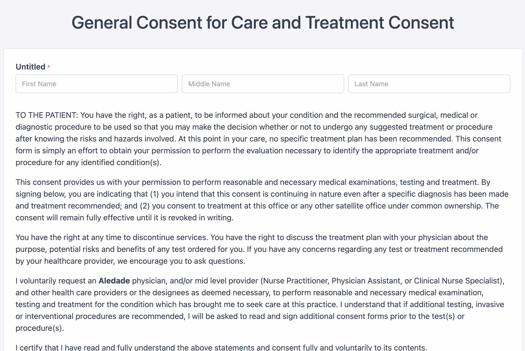 Consent to Treatment