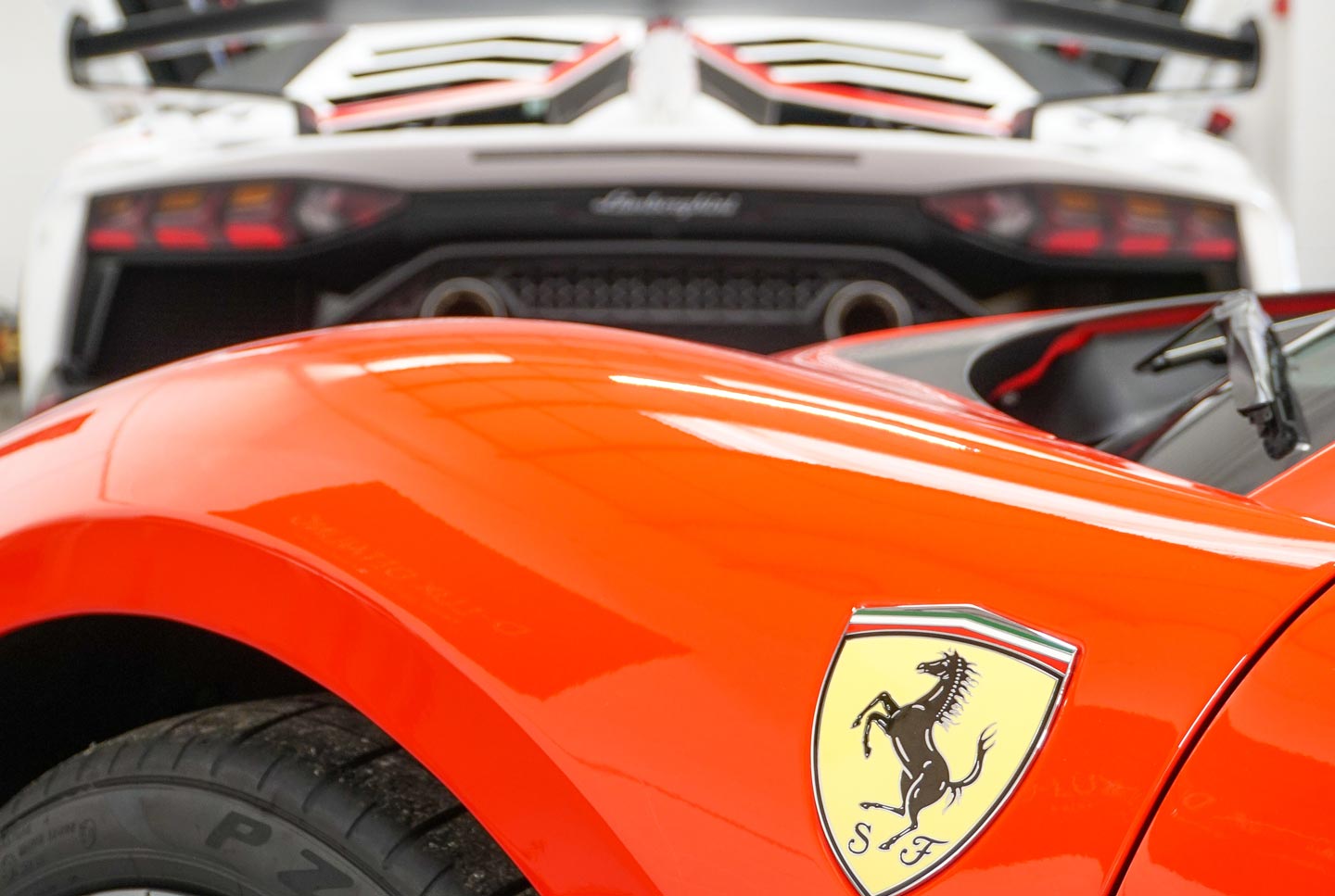 A side view of a Ferrari