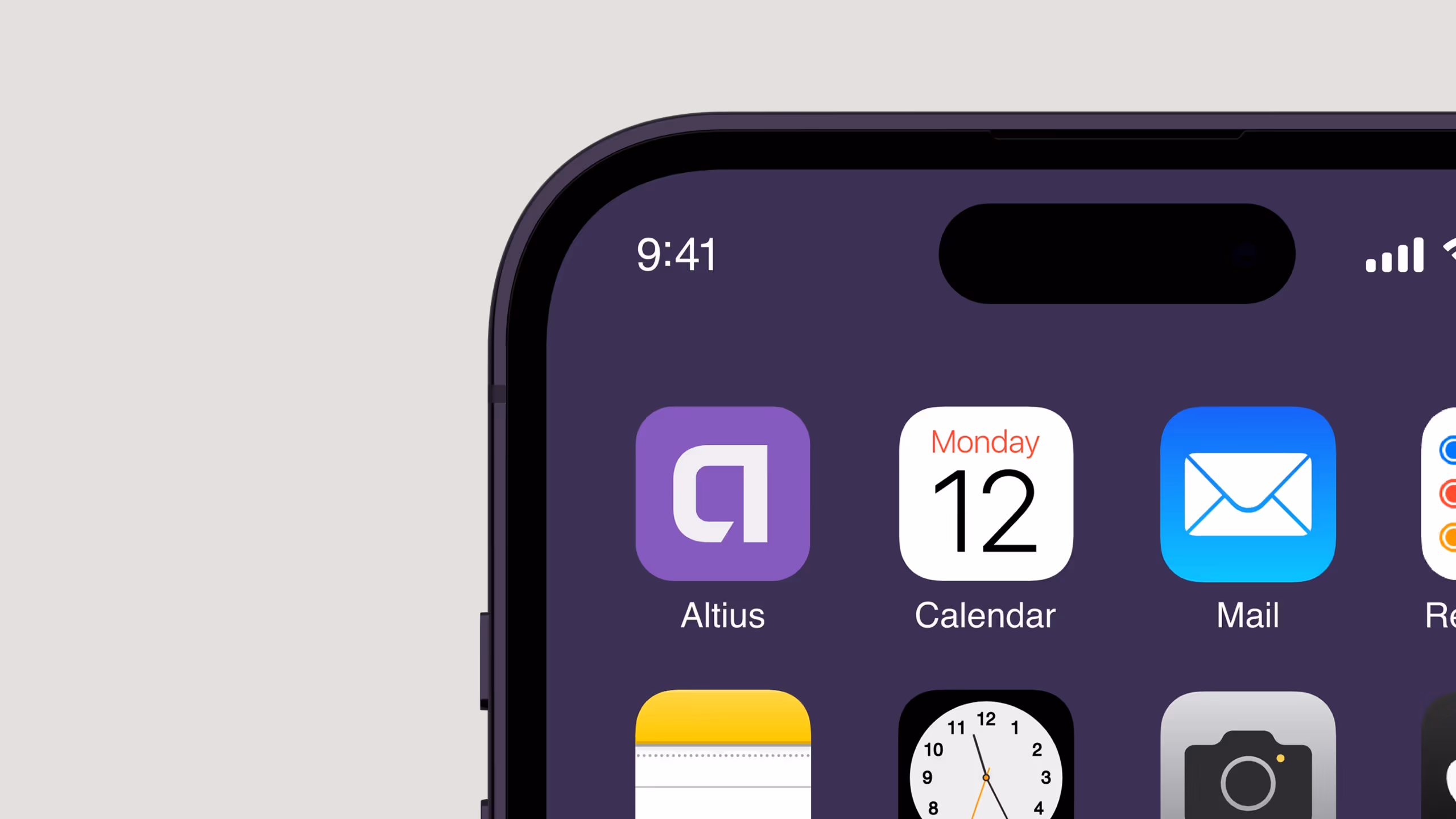 Mobile Phone Display Showing Altius App