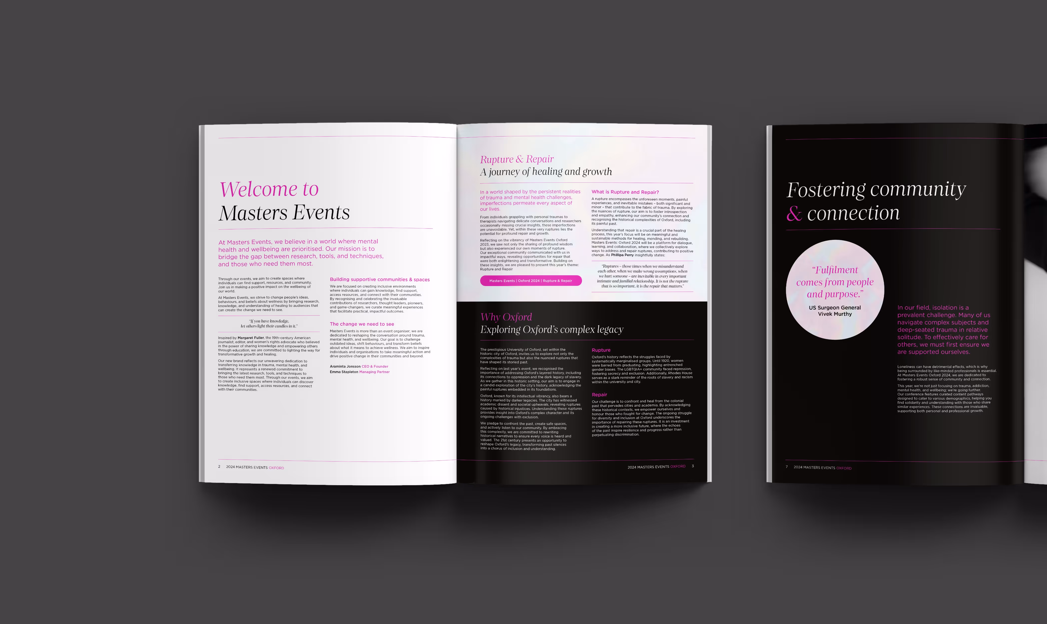 Masters Events Oxford 2024 brochure pages.