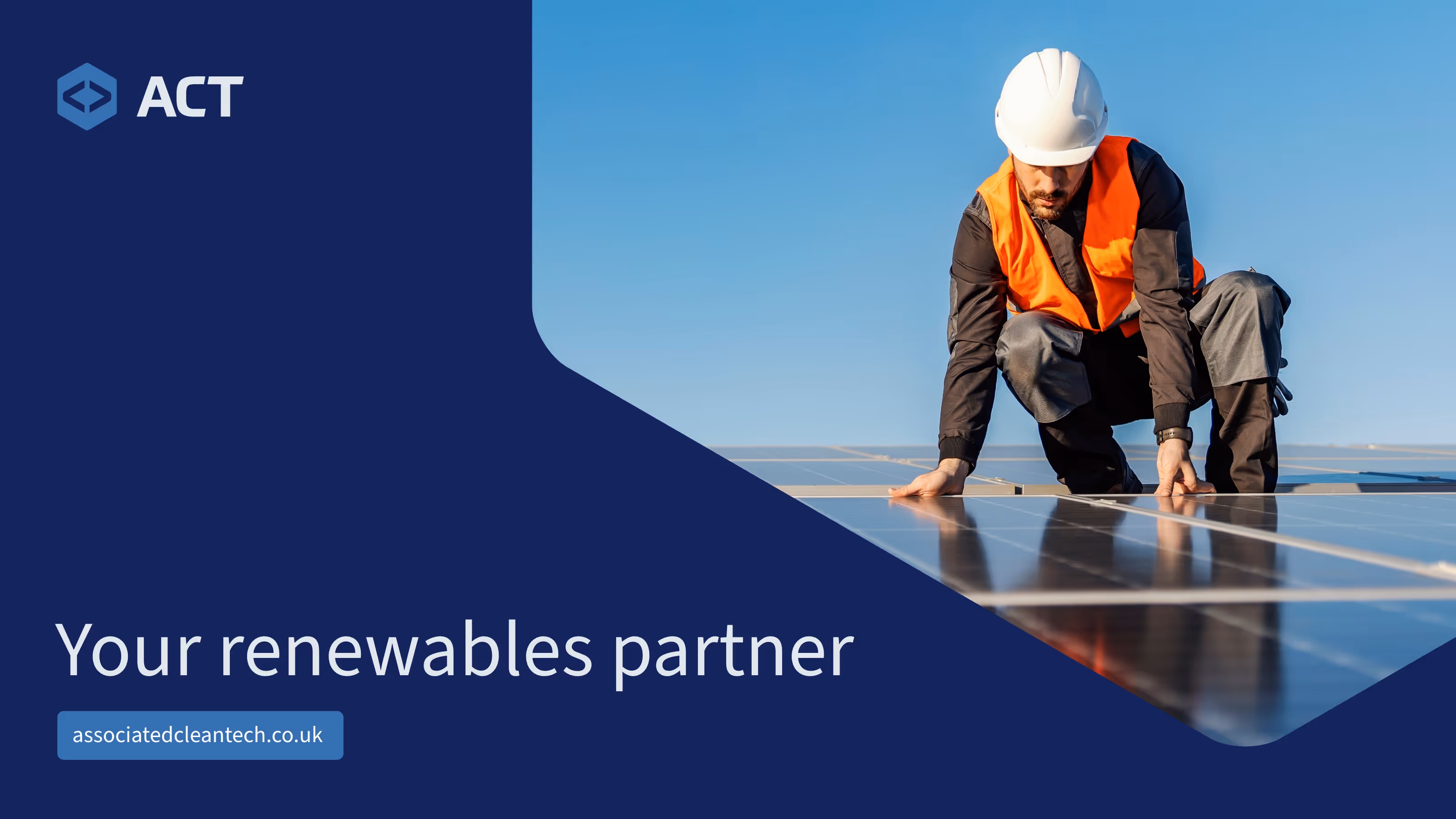 Worker Inspecting Solar Panels