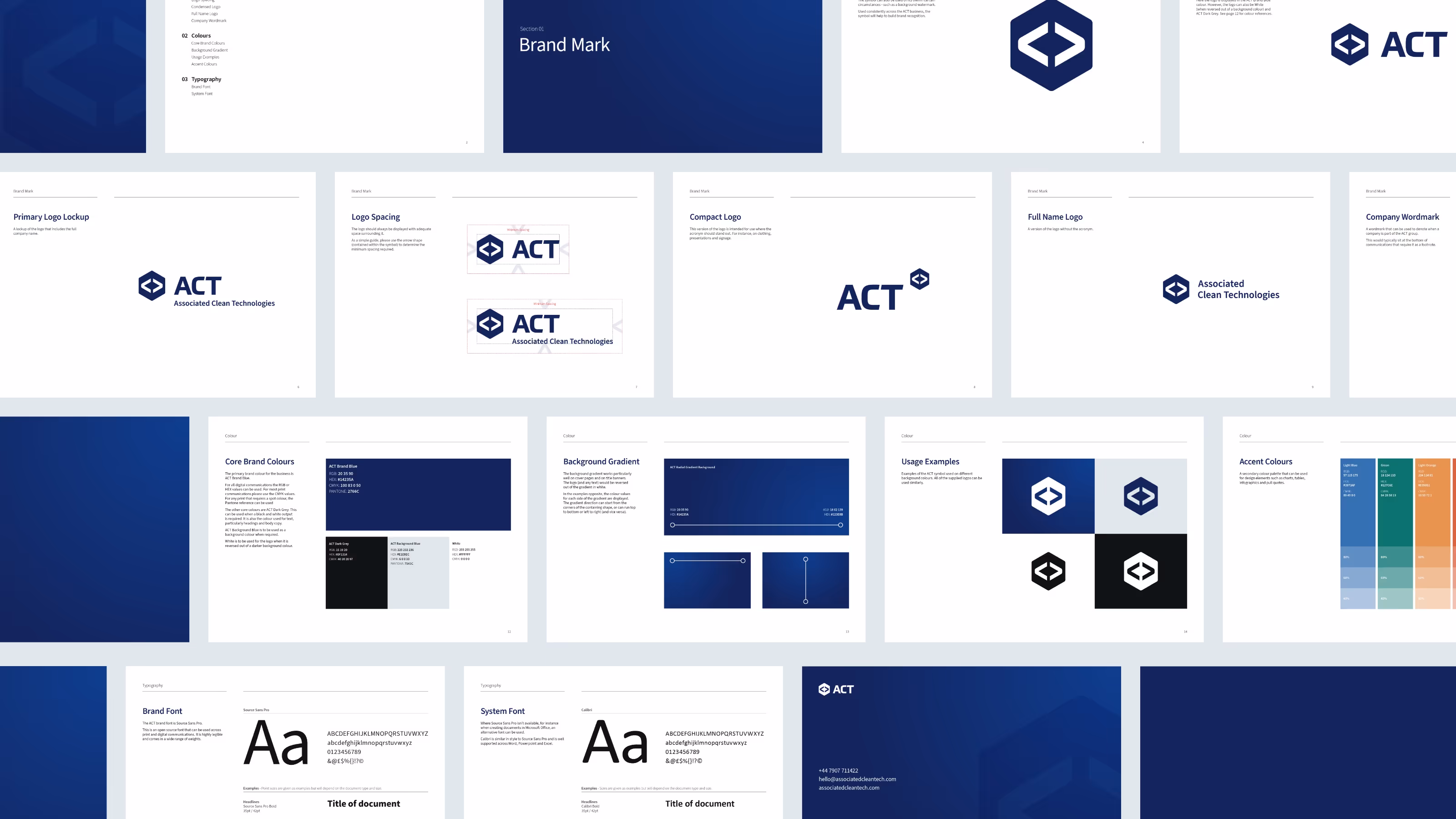 Brand guidelines document for ACT Associated Clean Technologies