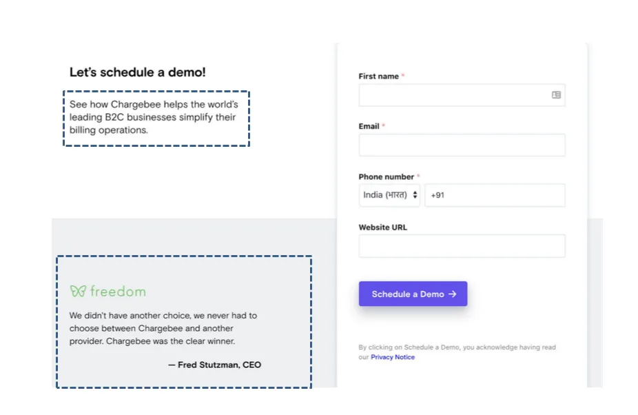 Chargebee personalizes website with Customfit Editor