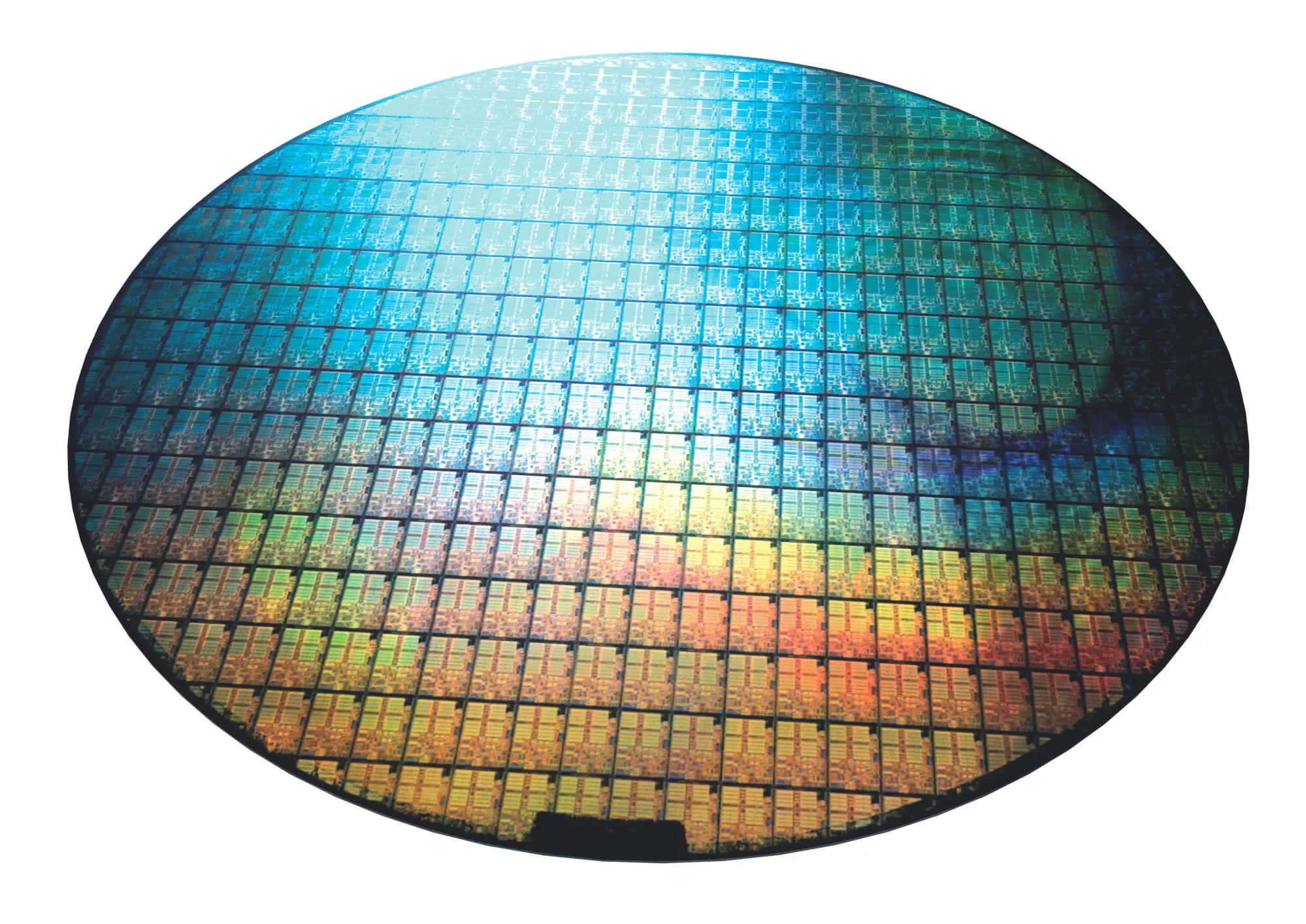 a closer look at one of the thin silicon wafers  
