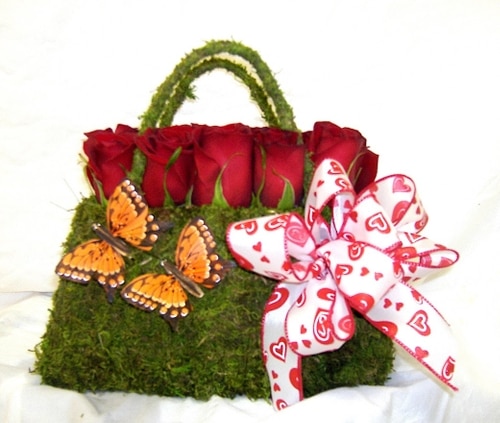 Floral Arrangement, Tropical Arrangement, Exclusive Design, Romantic Gift, Flowers, Romantic Flowers, Get Well Soon, Moss Purse