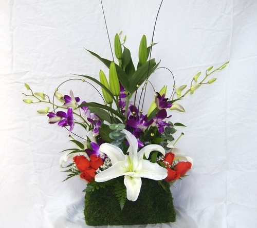 Floral Arrangement, Tropical Arrangement, Exclusive Design, Romantic Gift, Flowers, Romantic Flowers, Get Well Soon, Moss Purse