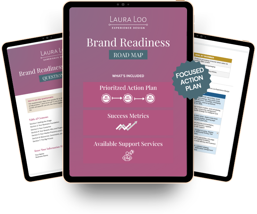 Brand Readiness Assessment is a guided diagnostic that surfaces who you’re actually for, what’s getting in your way, and where to focus next. In 2-3 weeks you will have a clear roadmap and confident next steps.