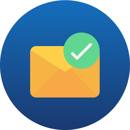 Green paper bill icon with a white downward arrow above and a blue curved arrow below, inside a dark blue circular background.