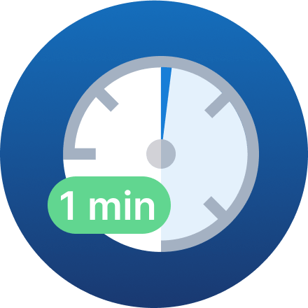 Simple white icon of a classical bank building with three pillars, set against a dark blue circular background.