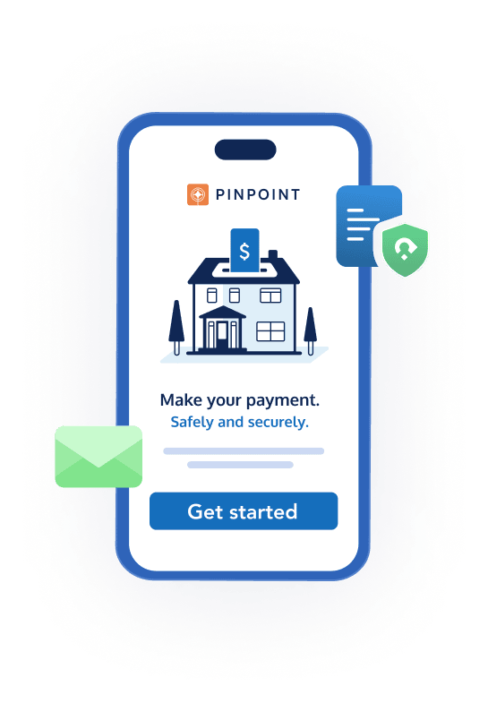 An illustration of two buildings—one short and blue, the other tall and green—connected by a dotted line with a green checkmark in the center, symbolizing verified or secure communication between institutions or systems.