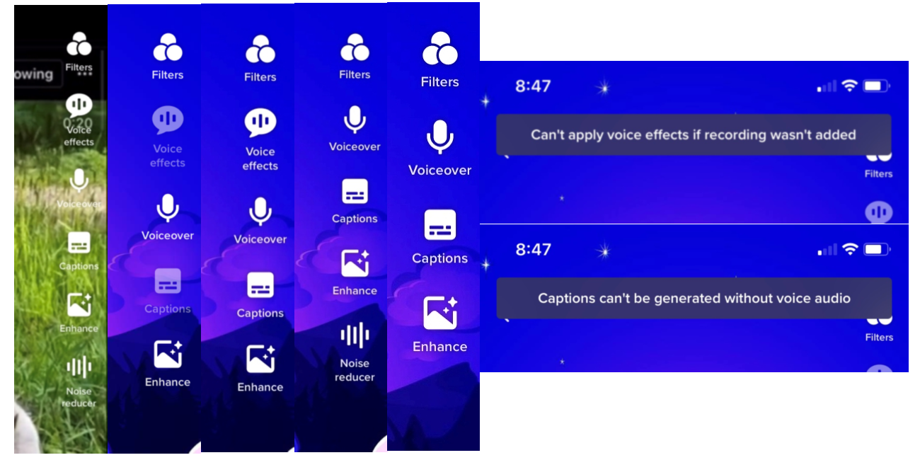 The side of the dashboard changes depending on if you're working with photos, videos, a mix of them, and how many of them.