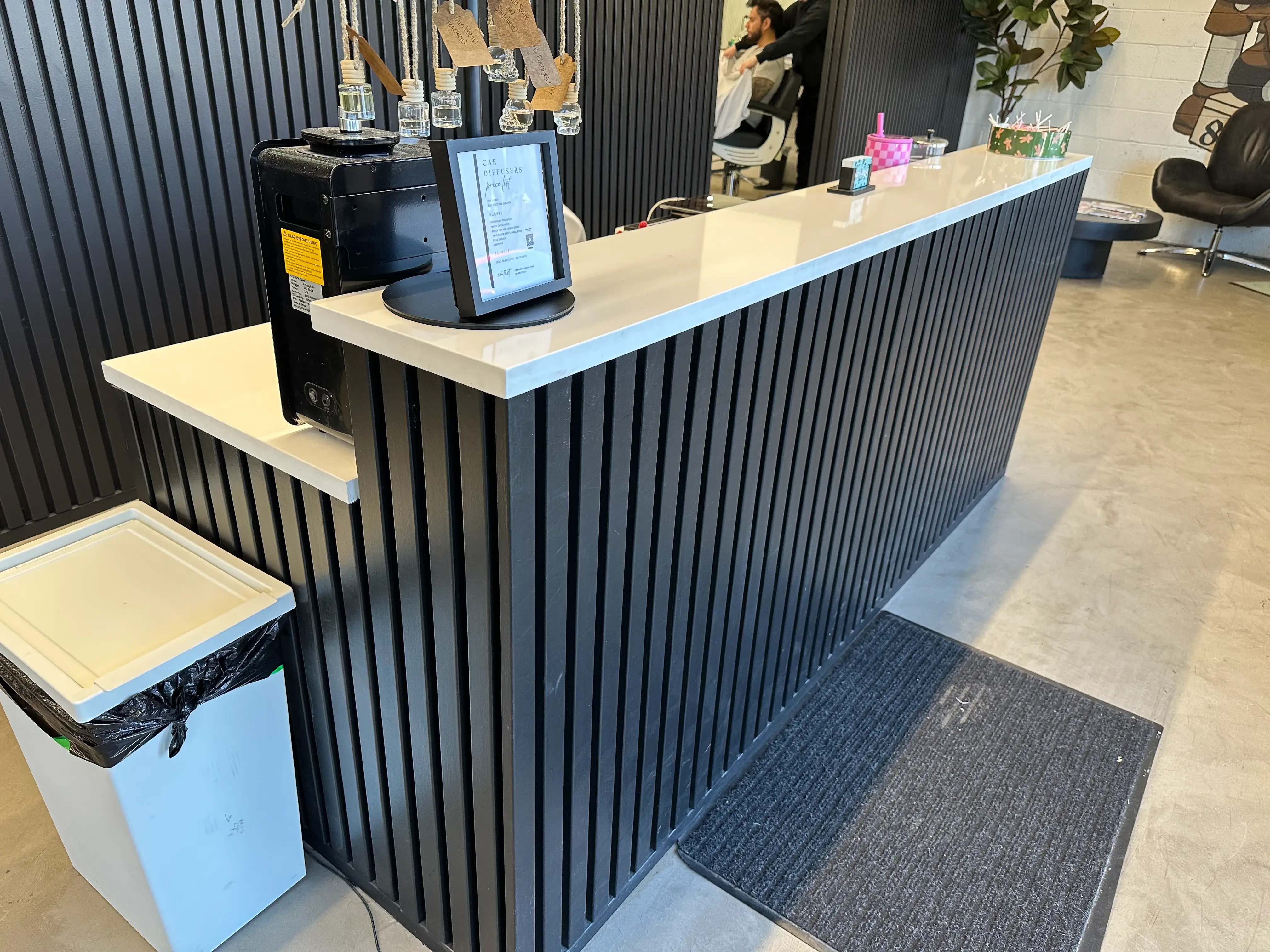 a barbershop reception desk