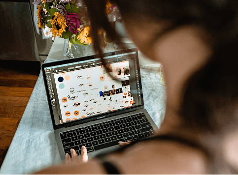 woman working on computer