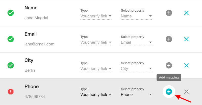 Customer import mapping