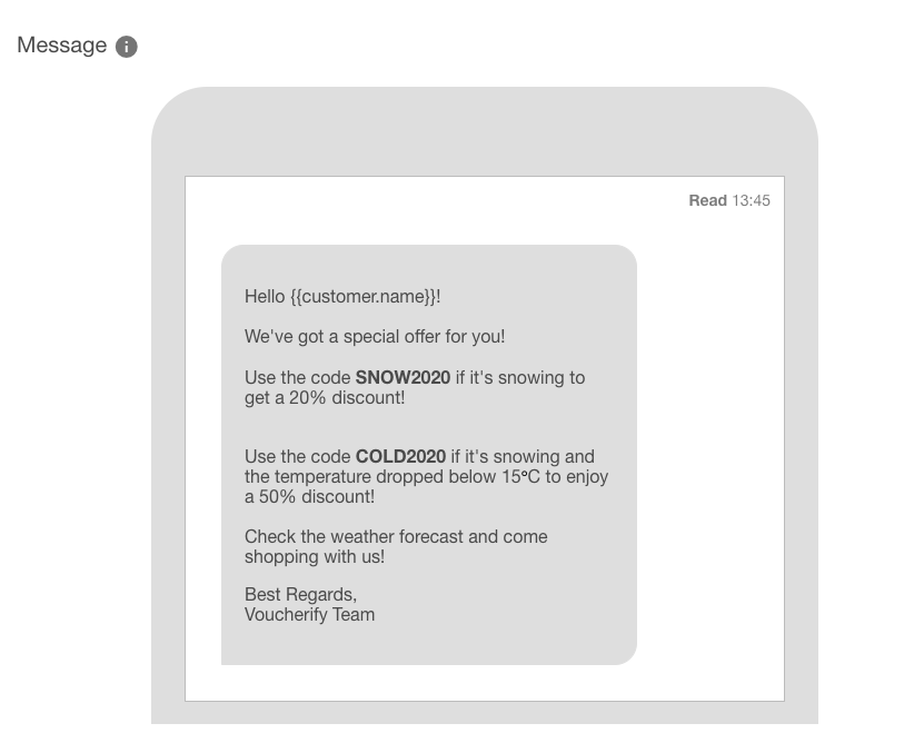 Twilio message template