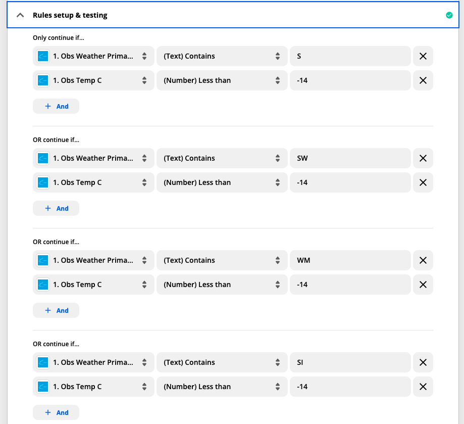 Second path conditions in Zapier