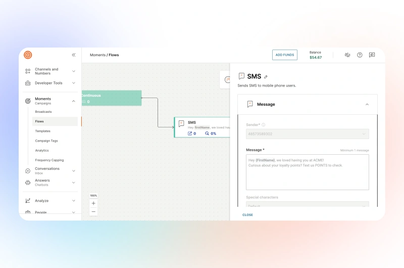 Example of Infobip loyalty flow