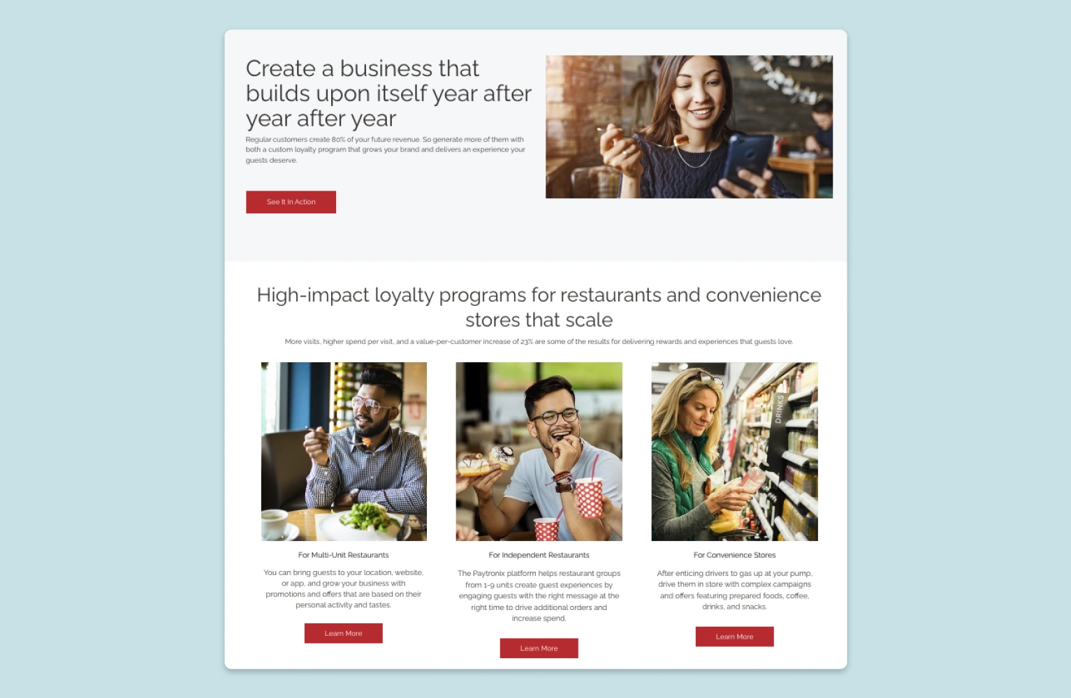 Paytronix loyalty home screen