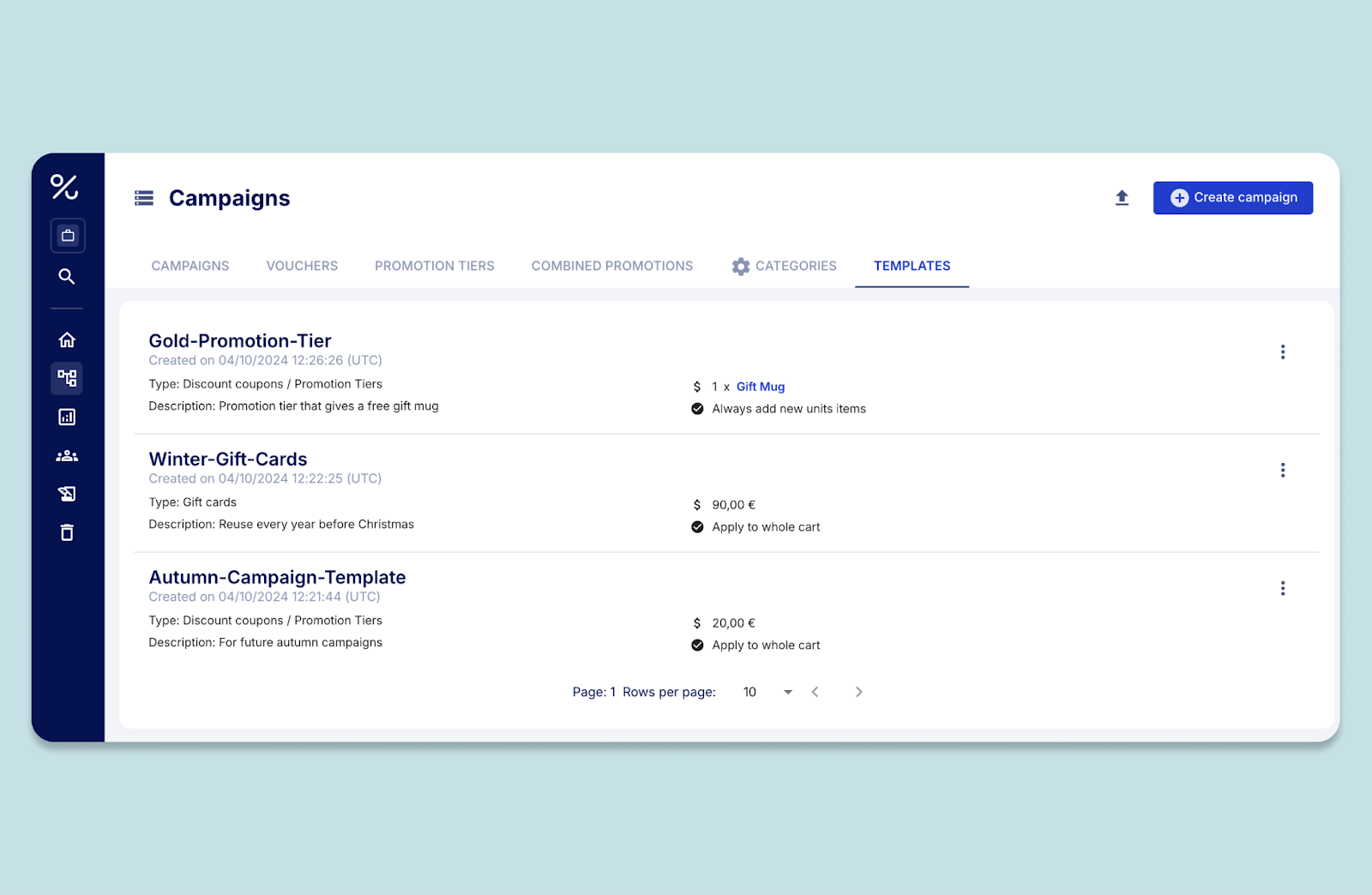 Voucherify campaign templates for Shopify Plus – reusable promotion structures for seasonal sales, gift cards, and tiered discounts.