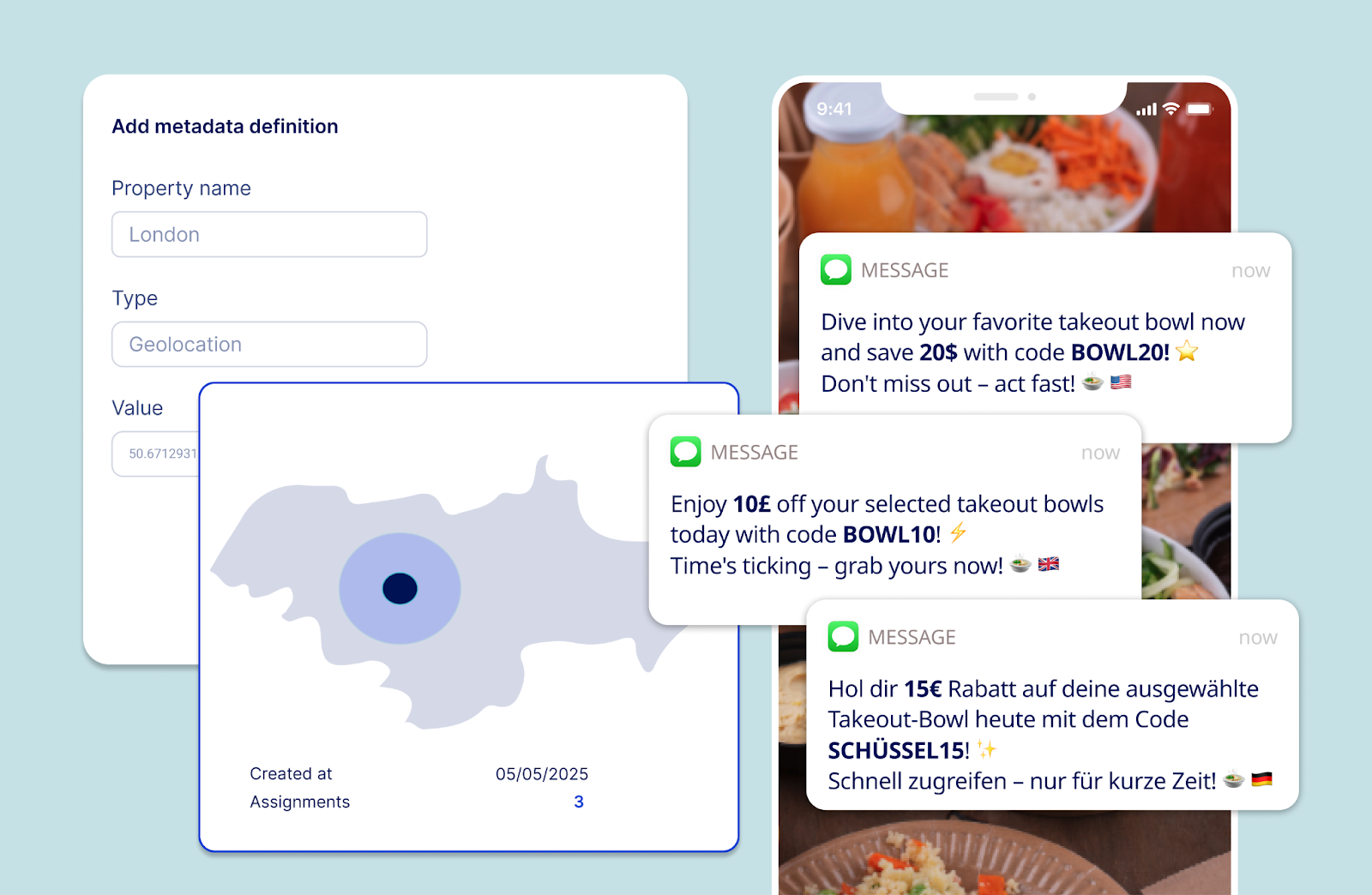 Geo-targeted Shopify Plus promotions in Voucherify – localized discount codes by location, language, and currency with automated SMS delivery.