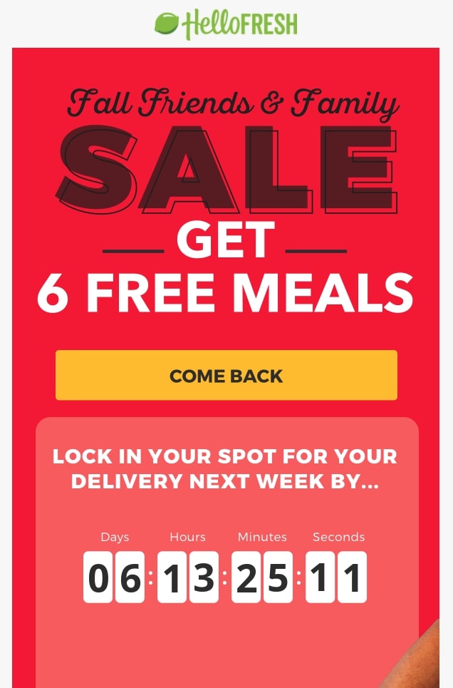 Reactivation sales promotion from HelloFresh