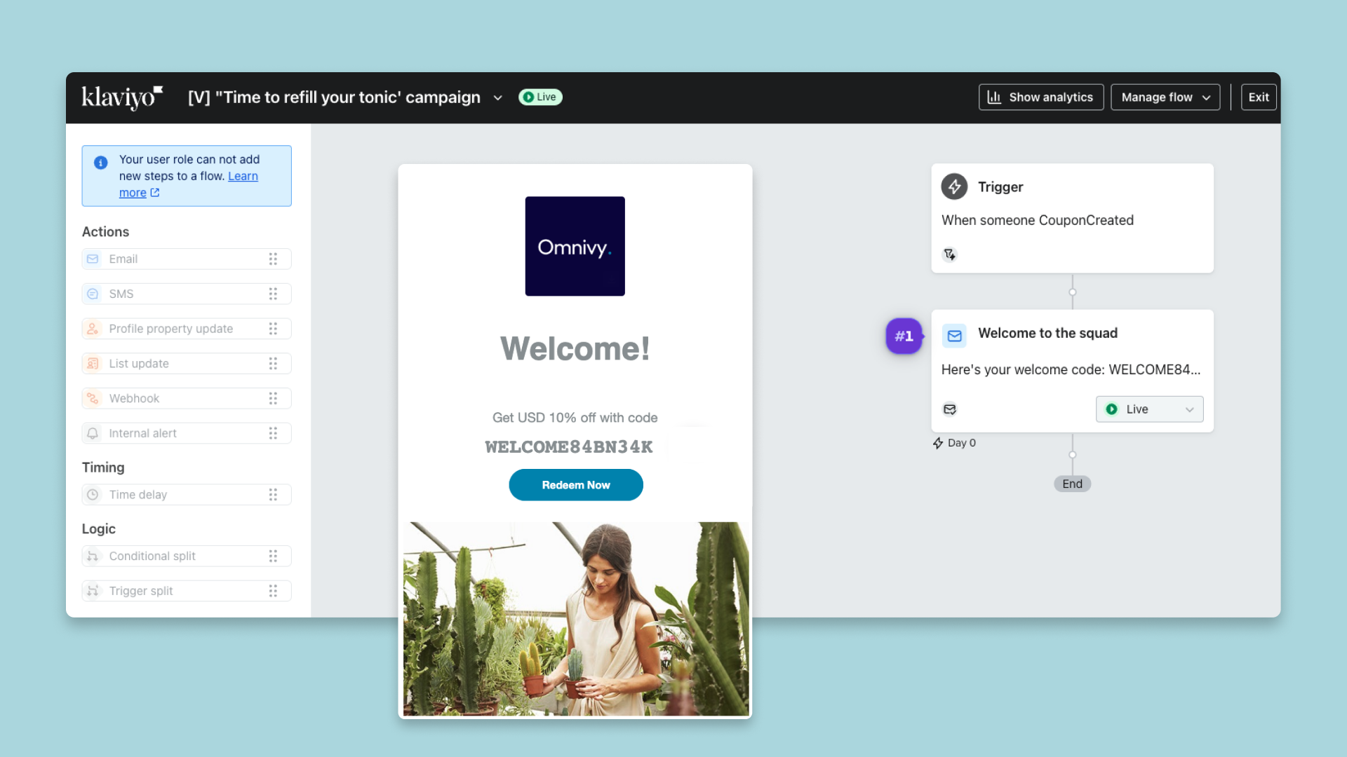Connect with Klaviyo to trigger real-time messages for welcomes, reward updates, tier progress, and redemption reminders.