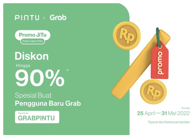 Pintu partnership promotion – up to 90% off Grab services