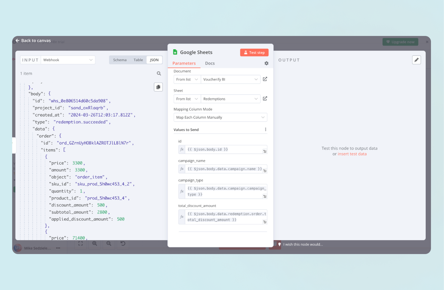 Workflow setup in n8n