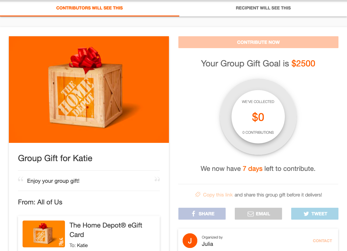 HomeDepot group gifting