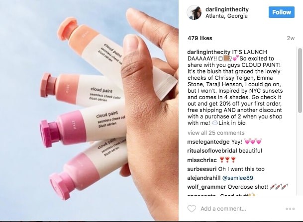 Influencer Discount - discount shared by influencer in Instagram Post