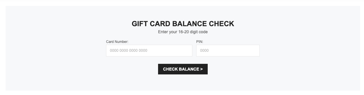 Shein section to check gift card balance